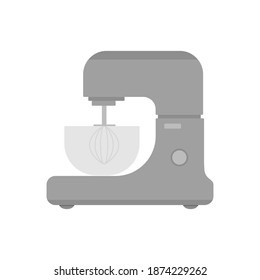 Planetary mixer, large kitchen appliance for stirring food or kneading dough, gray flat style cooking equipment vector illustration