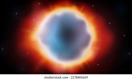 Planetary nebula in deep space. Widescreen Vector Illustration