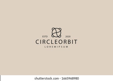 Logo de la órbita planetaria. icono moderno de arte de marca para órbita atómica