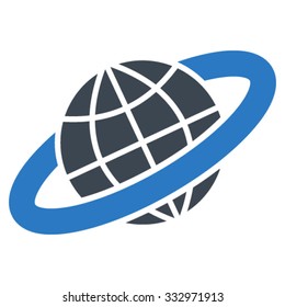 Planetary Ring vector icon. Style is bicolor flat symbol, smooth blue colors, rounded angles, white background.