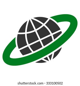 Planetary Ring vector icon. Style is bicolor flat symbol, green and gray colors, rounded angles, white background.