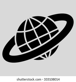 Planetary Ring vector icon. Style is flat symbol, black color, rounded angles, light gray background.
