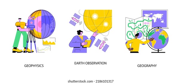 Planetary Science Abstract Concept Vector Illustration Set. Geophysics Survey, Earth Observation And Space Engineering, World Geography, University Course, Cartography Abstract Metaphor.