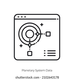 Planetary System Data icon. Outline style icon design isolated on white background
