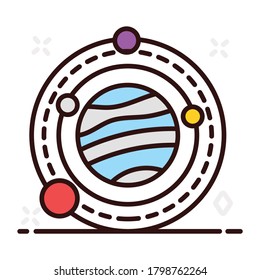 Planetary system, an icon design of planet orbit in editable style 