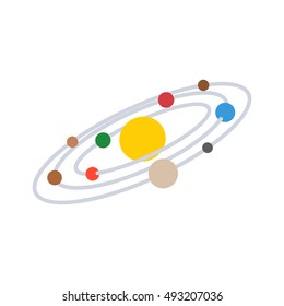 planetary system icon, flat design. solar system, isolated vector illustration.