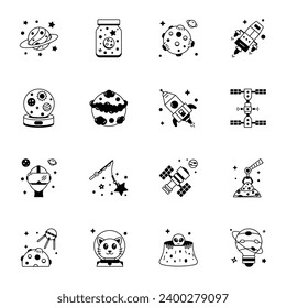 Planetary System Linear Style Icons 

