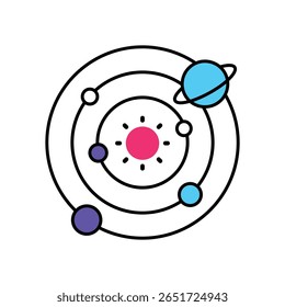 Planetary System Vector Filled outline illustration style icon. EPS 10 file
