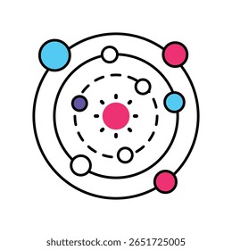 Planetary System Vector Filled outline illustration style icon. EPS 10 file
