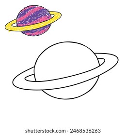 planetary vector illustration design suitable for colouring book, kids content, toys, cartoon templates, storybooks