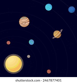 planetas sistema solar Iconos vectoriales de dibujos animados conjunto de mundo mágico fantástico, objetos cósmicos de diferentes colores