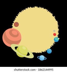 Planets around the sun, space. A set of planets. Vector illustration