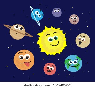 Planets around the sun. Vector illustration. 