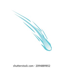 Planets asteroids cartoon composition with isolated image of flying comet with trail vector illustration