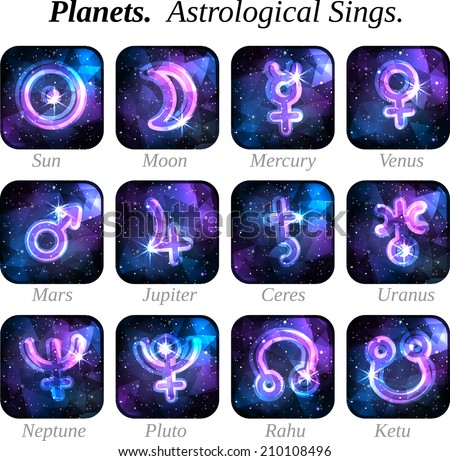 Planets. Astrological Signs. Icon Set. EPS 10. Smartly layered. Masks were used.