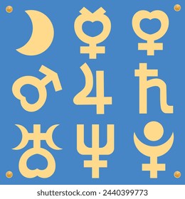 Planets Astrology Symbols Vector Natal Chart
Moon, Mars, Venus, Mercury, Jupiter, Pluto, Uranus, Neptune