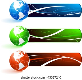 Planetas con banners originales de ilustración vectorial