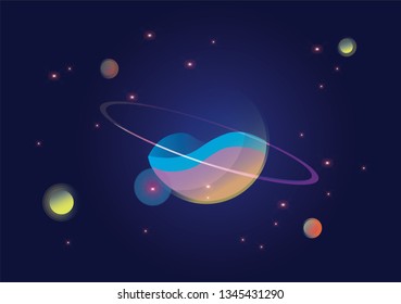 Planets and beautiful galaxies
,Vector illustration.