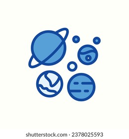 blaue Planeten-Symbol, einzeln auf hellem Hintergrund, perfekt für Website, Blog, Logo, Grafikdesign, soziale Medien, Benutzeroberfläche, mobile App