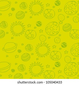 planets cartoon over green background. vector illustration