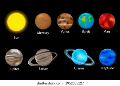 Planets Fantasy Style Different Planets Cartoon Stock Vector (Royalty ...