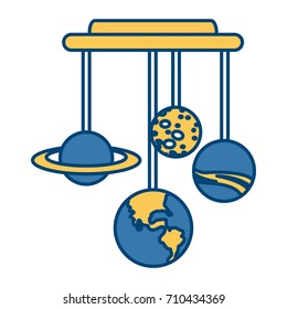 Planets of galaxy hanging