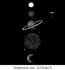 The planets galaxy with UFO 