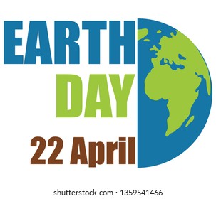 Planets and green leaves. April 22. Happy Earth Day. Earth Day card. Earth Day design.