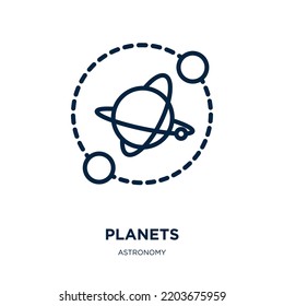 planets icon from astronomy collection. Thin linear planets, planet, nature outline icon isolated on white background. Line vector planets sign, symbol for web and mobile