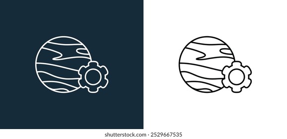 planets icon isolated on white and black colors. planets outline linear vector icon from outer space collection for mobile apps, web and ui.