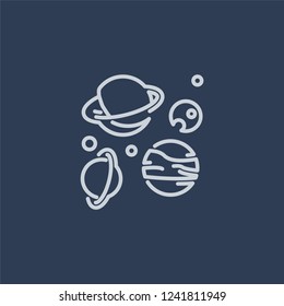 Planets icon. Planets linear design concept from Astronomy collection. Simple element vector illustration on dark blue background.