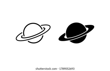 Planets icon set. Saturn rings. Solar system concept. Vector on isolated white background. EPS 10