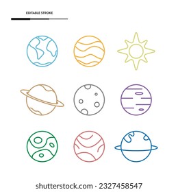 Planets Icon Set Vector Design. 