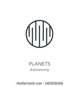 Planets icon. Thin linear planets outline icon isolated on white background from astronomy collection. Line vector sign, symbol for web and mobile