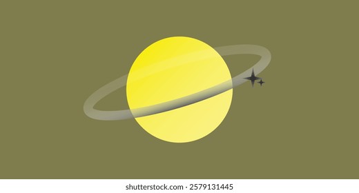 Planets Illustration On yellow  Background.