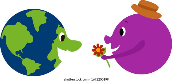 Planets, illustration, vector on white background.