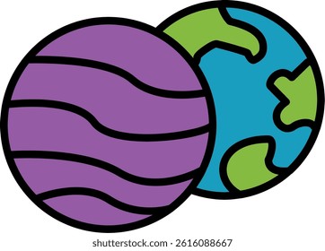 Planets Line Vector Icon Design