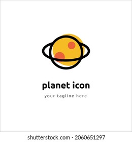 Planets linear icons isolated universe concept on white