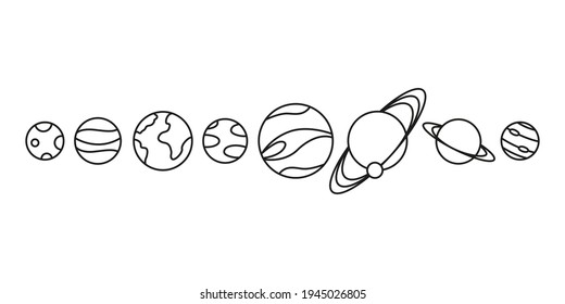 Planets linear icons isolated. Vector illustration.