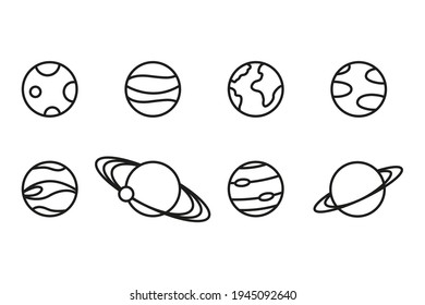 Planets linear icons isolated. Vector illustration.