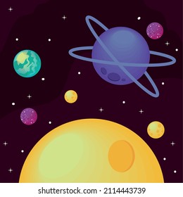 planets and moon space design