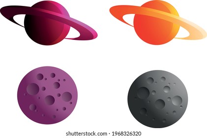 Planets on simple style
Saturn and Moon 