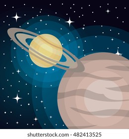 planets on universe space
