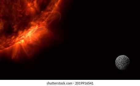 Los planetas orbitan alrededor del sol luminoso. Resumen de los antecedentes astronómicos de la tecnología vectorial.