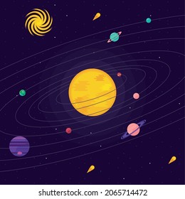 Planeten, die die Weltraumszene des Universums umkreisen