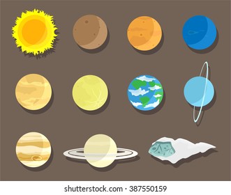 planets of our solar system cartoon icon vector