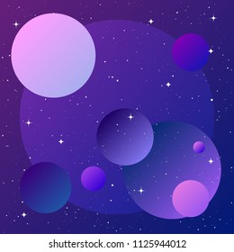 Planets in outer space. Abstract imaginary planets for design card, scientific conference invitation, school education wallpaper, t shirt, bag print, modern workshop advertising, shop sale posteê etc.