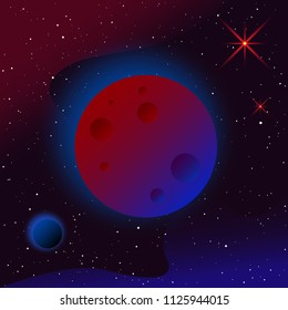 Planets in outer space. Abstract imaginary planets for design card, scientific conference invitation, school education wallpaper, t shirt, bag print, modern workshop advertising, shop sale posteê etc.