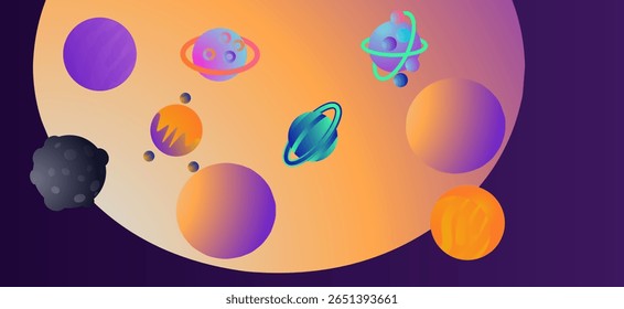 Planets in outer space. Vector illustration of planets in space.