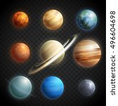 Planets realistic transparent set with Solar System planets isolated vector illustration 